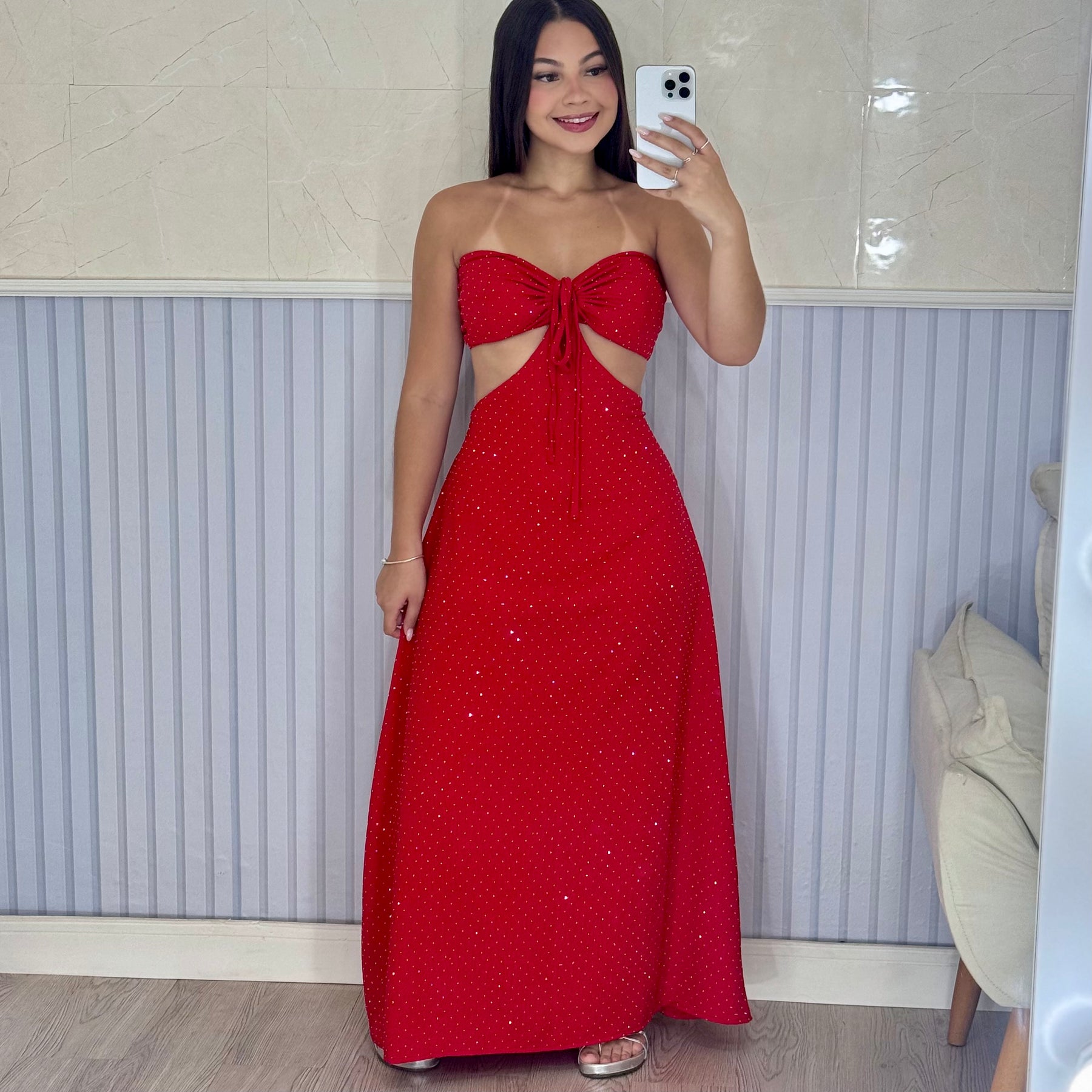 Vestido Longo Tomara Que Caia Strass Íris