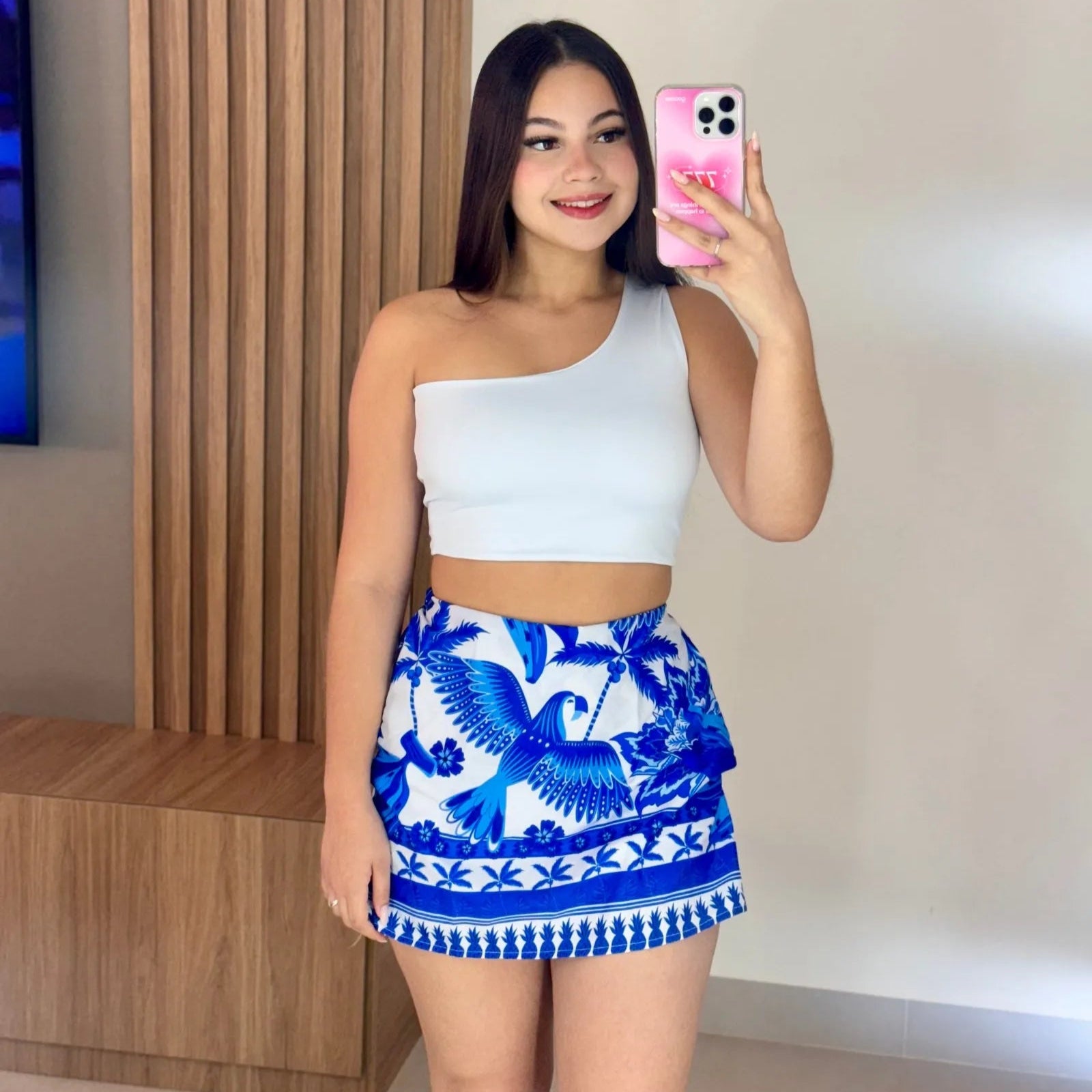 Shorts Saia Encanto Azul + Branco