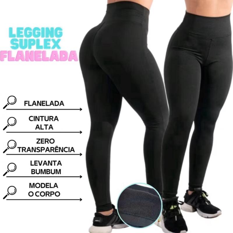 Legging Flanelada Grossa Calça Leg Peluciada Forrada Por Dentro Costura Reforçada Calça Térmica