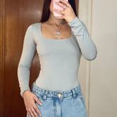 Body Decote Quadrado Manga Longa