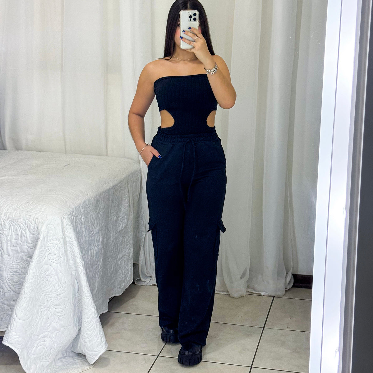 Wide Leg Cargo Moletom