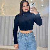 Cropped Tricô Modal Preto