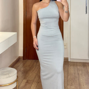 Vestido Longo Nula Manga Costas Abertas
