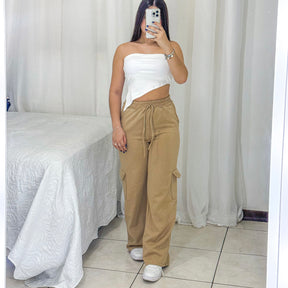 Wide Leg Cargo Moletom