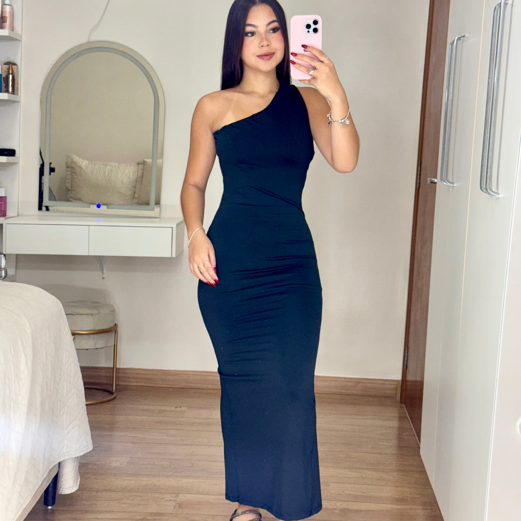 Vestido Longo Nula Manga Costas Abertas