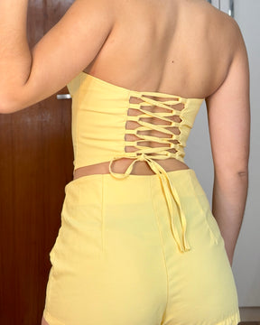 Conjunto Shorts e Corset com Amarração Tomara que Caia