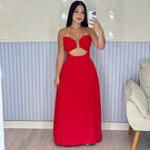 Vestido Longo Mariana Com Decote Frontal