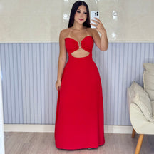 Vestido Longo Mariana Com Decote Frontal