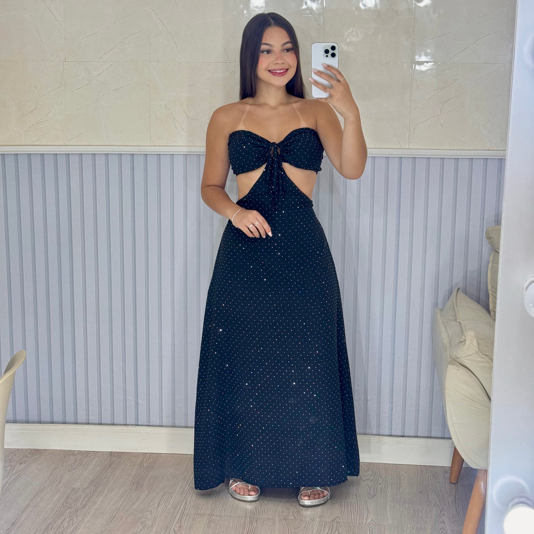 Vestido Longo Tomara Que Caia Strass Íris