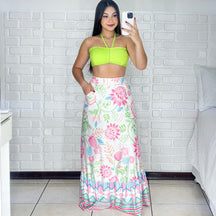 Conjunto Cropped + Saia Longa Summer
