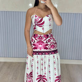 Conjunto Cropped e Saia Longa Marcela