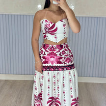 Conjunto Cropped e Saia Longa Marcela