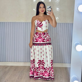 Conjunto Cropped e Saia Longa Marcela