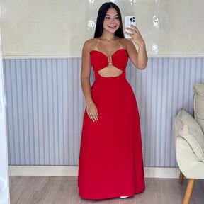 Vestido Longo Mariana Com Decote Frontal