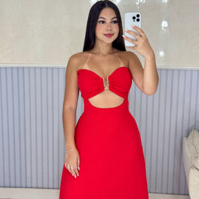 Vestido Longo Mariana Com Decote Frontal