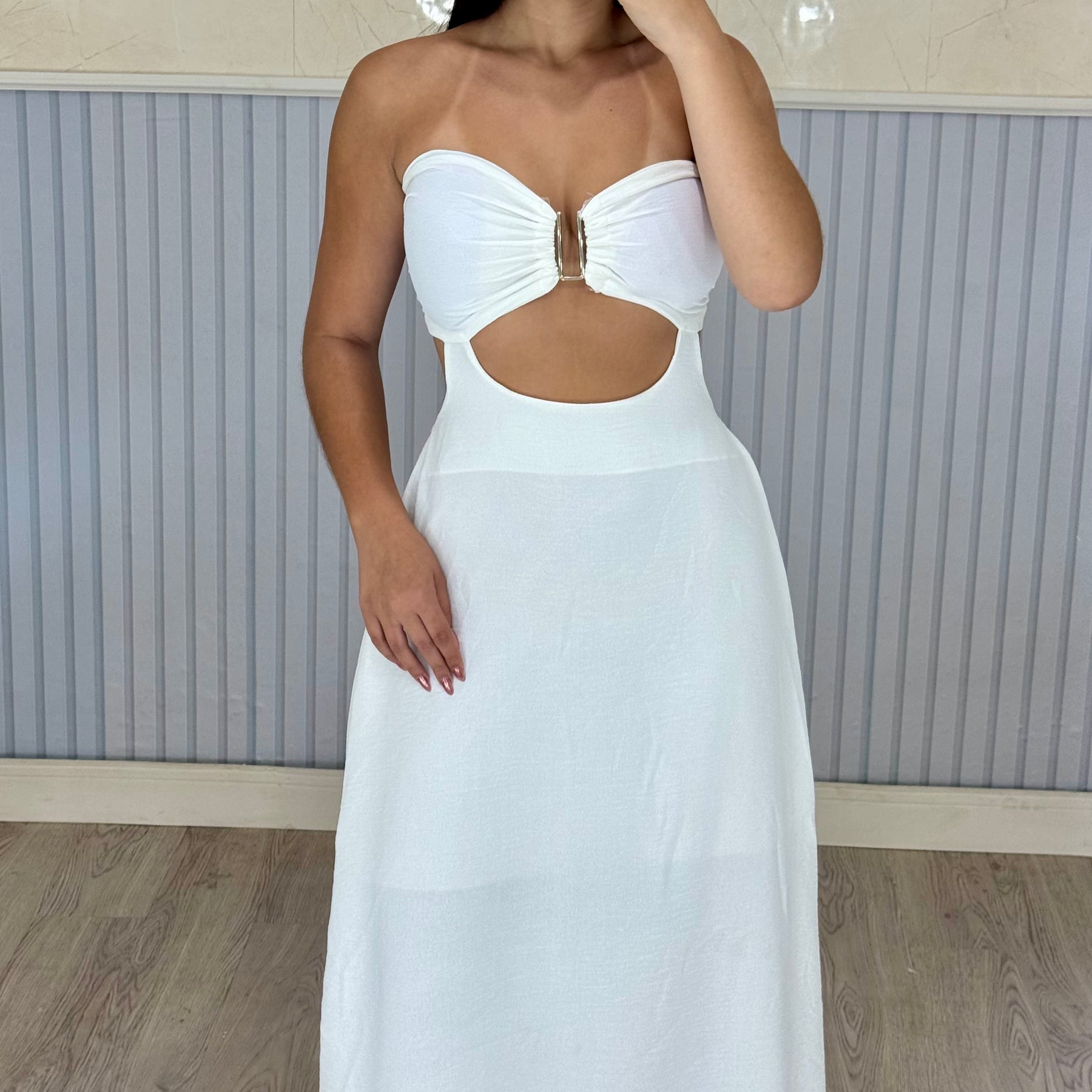 Vestido Longo Mariana Com Decote Frontal