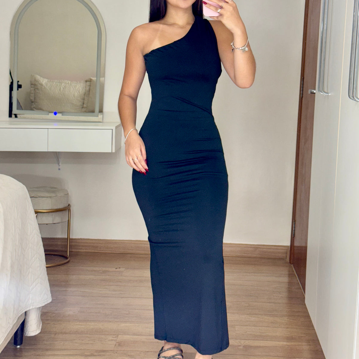 Vestido Longo Nula Manga Costas Abertas