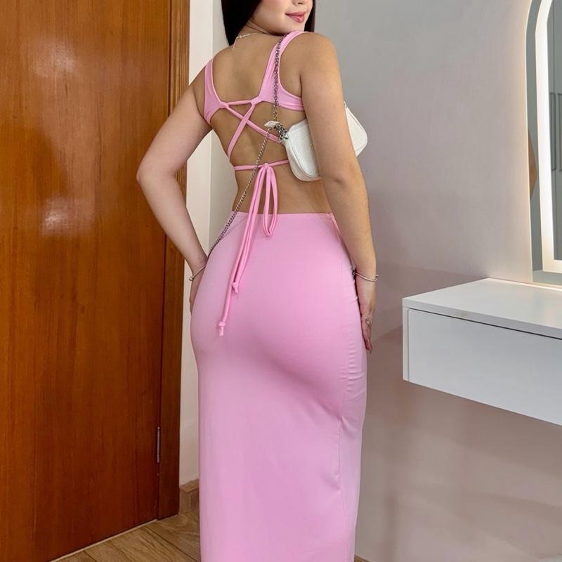 Vestido Tubinho Costas Abertas Trançadas Max Mídi Elisa