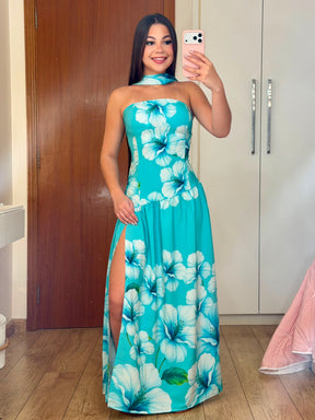 Vestido Longo Tomara que Caia e Fenda Com Chocker Elegante e Versátil
