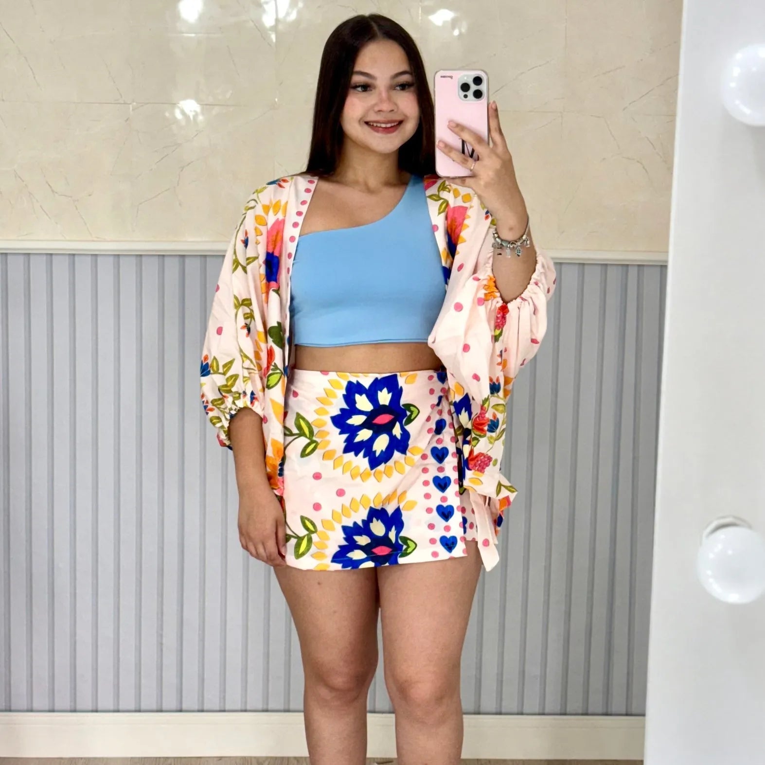 conjunto feminino, conjunto cropped e saia, conjunto cropped e kimono, conjunto para festa, conjunto de verão feminino, conjunto casual feminino