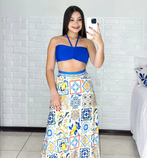 conjunto feminino, conjunto cropped e saia, conjunto cropped e kimono, conjunto para festa, conjunto de verão feminino, conjunto casual feminino